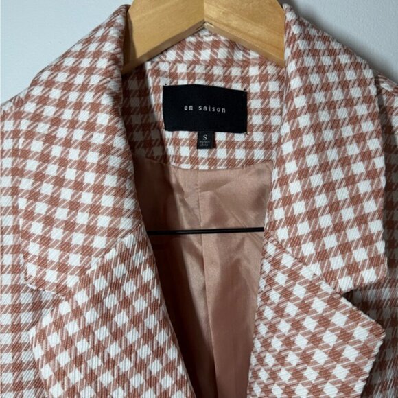 En Saison Pink Checkered Double BreastedBlazer Size S - Picture 5 of 7